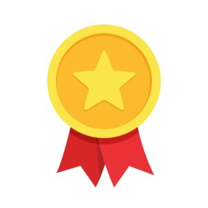 Placeholder product image: award plaque (orange/blue brand style)